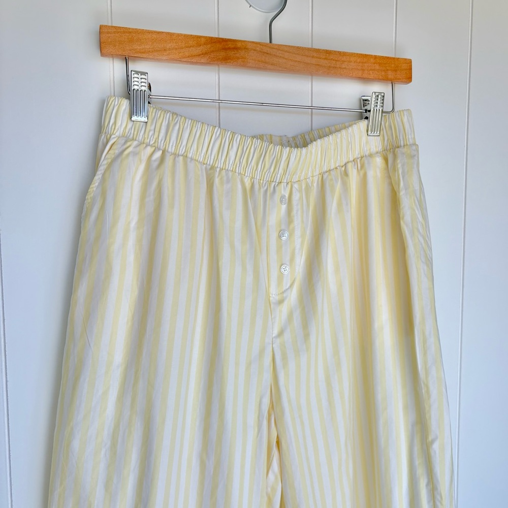 Better / Together Poplin Boxer Yellow Striped Pajama Style Long Pants Women’sM/L